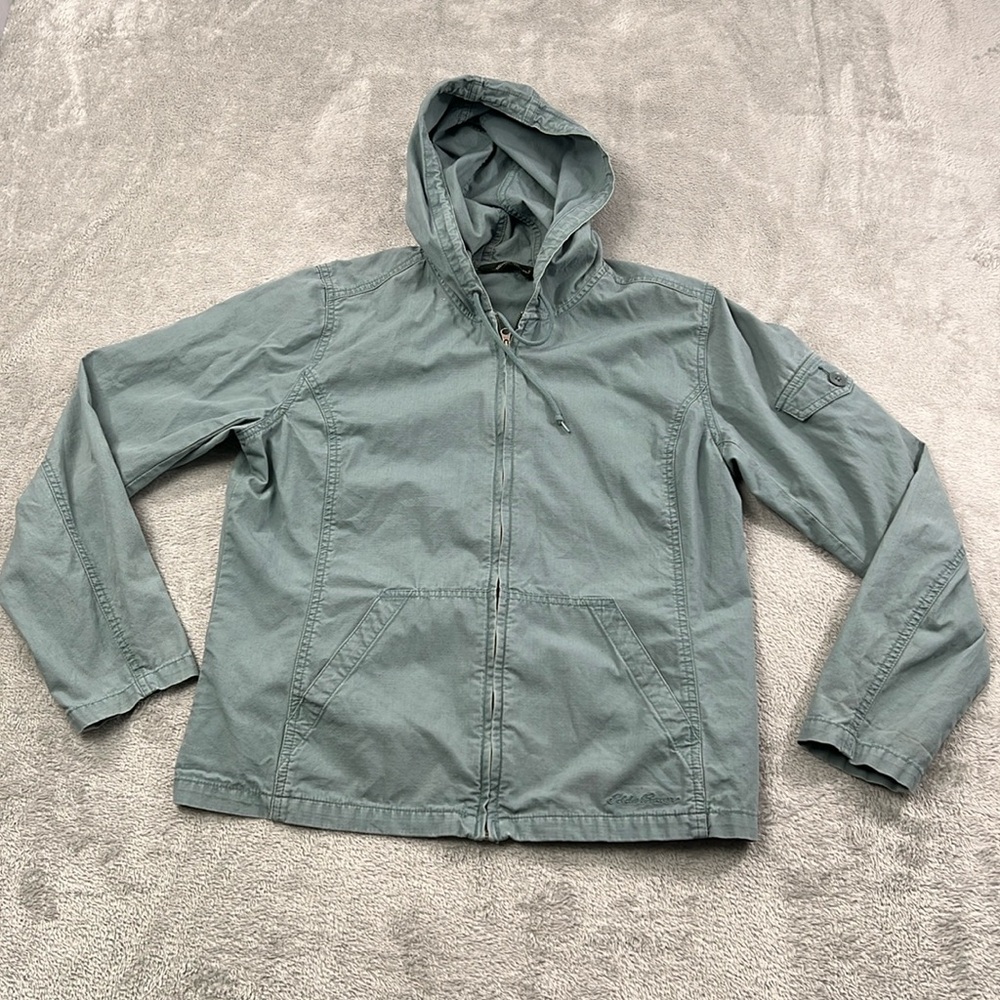 Eddie Bauer M 100% Cotton Women's Blue Gray Full Zip Jacket‎ Shacket